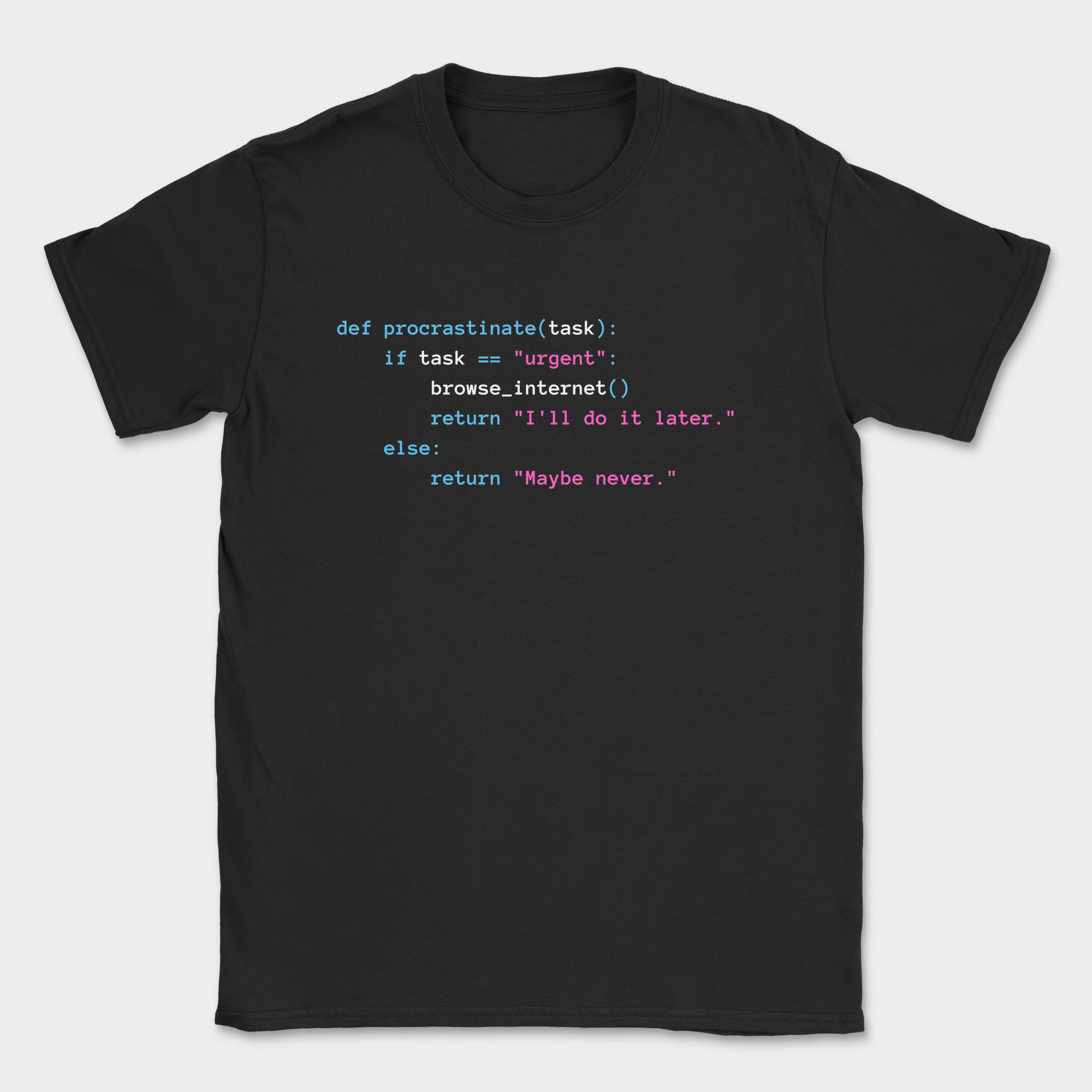 procrastinate(task) shirt — Black