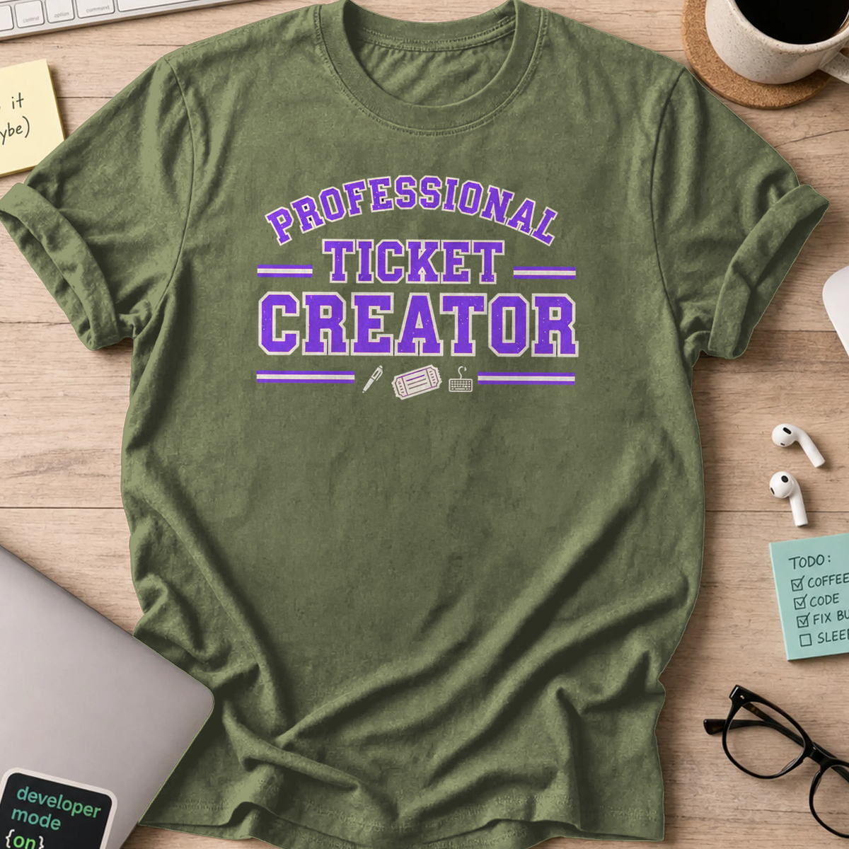 professional ticket creator shirt - Military Green