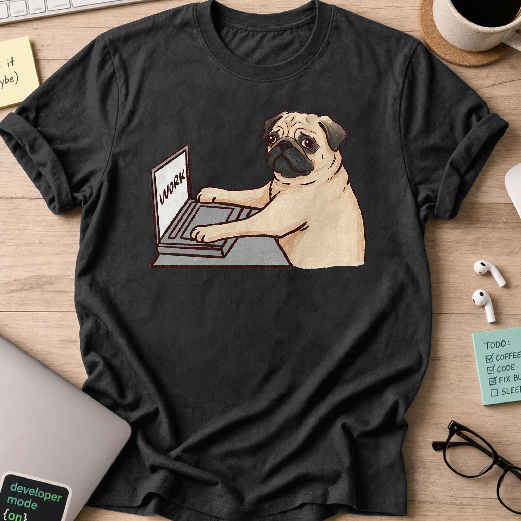 Pug Coder Shirt - Black