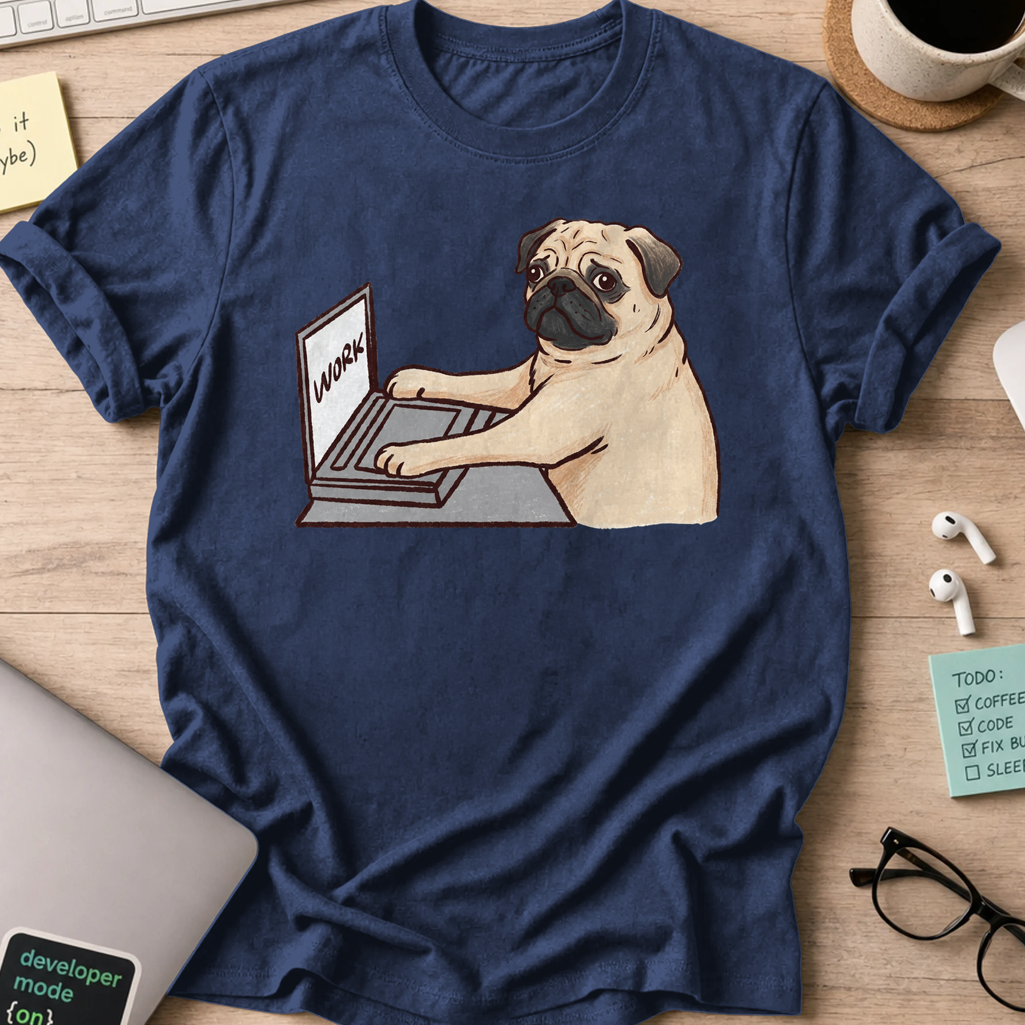 Pug Coder Shirt - Navy