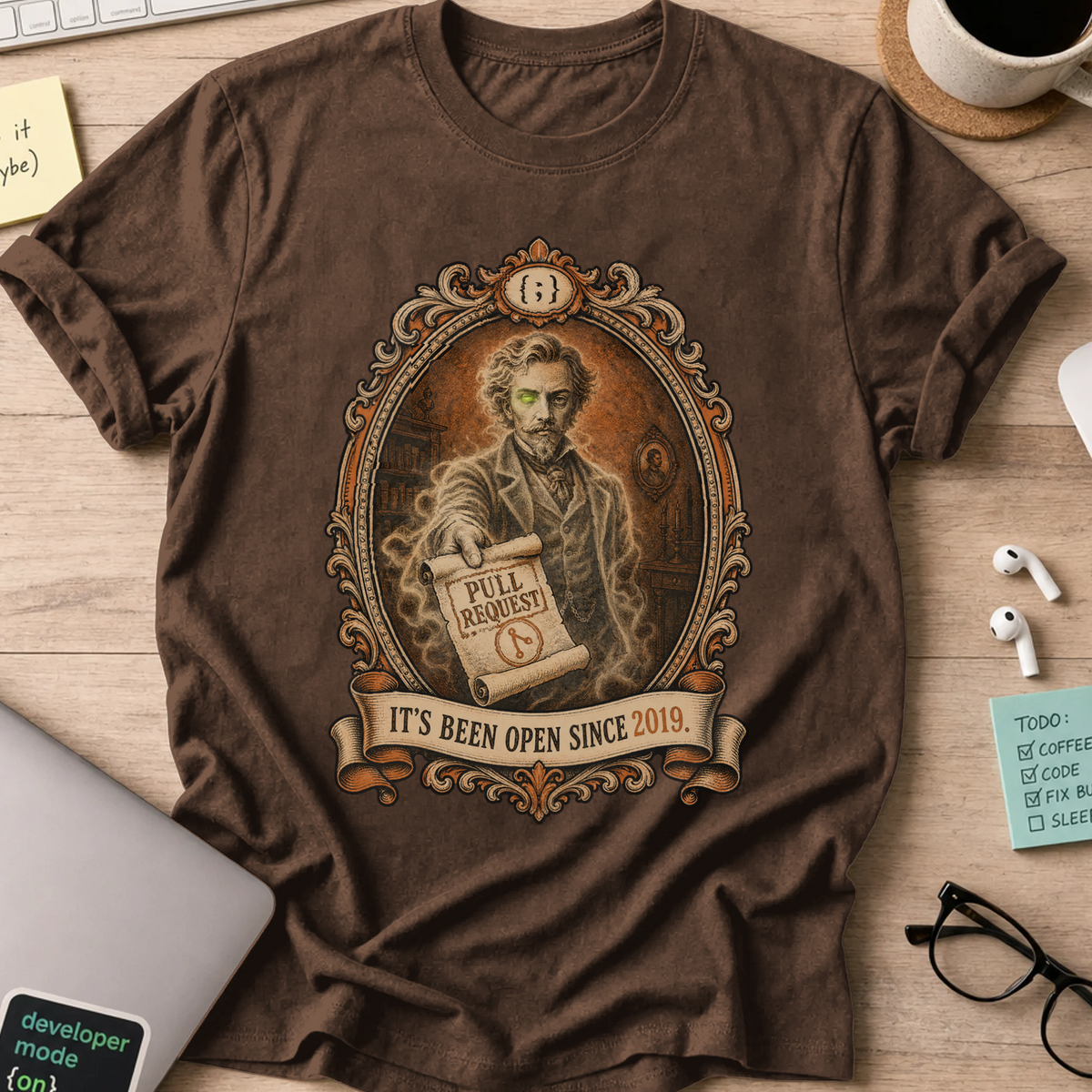 Pull Request Open Since 2019 Shirt — Dark Chocolate storefront mockup