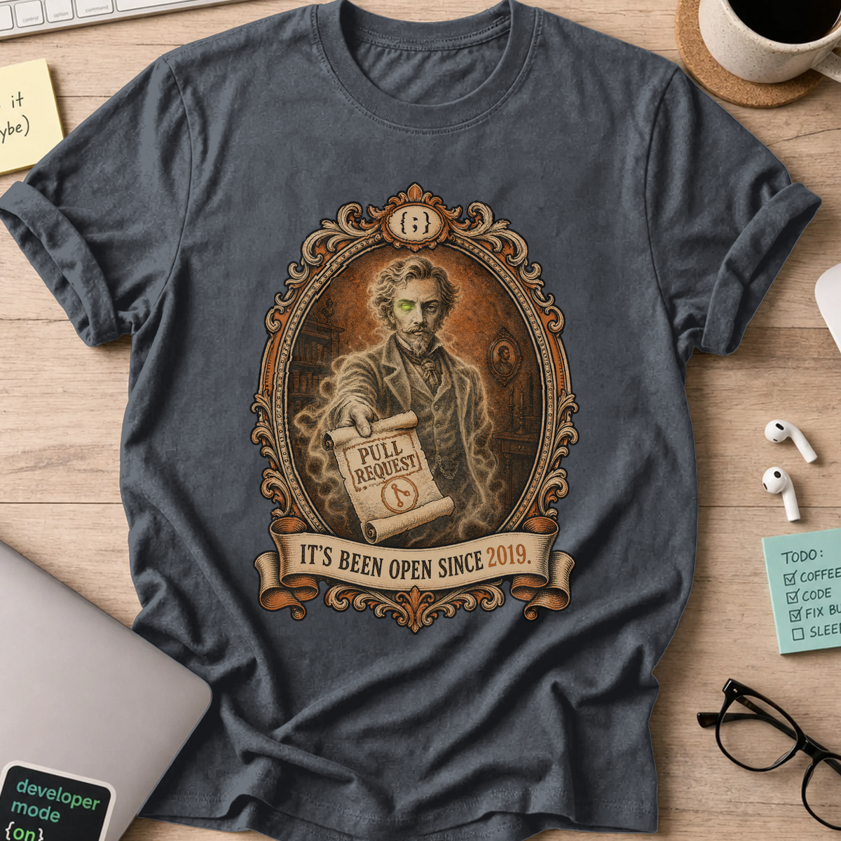 Pull Request Open Since 2019 Shirt — Dark Heather storefront mockup