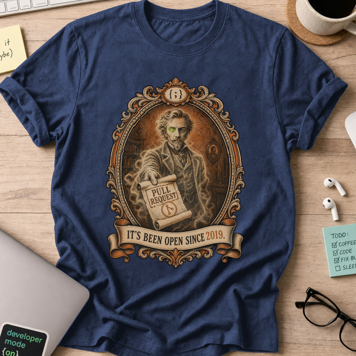 Pull Request Open Since 2019 Shirt — Navy storefront mockup