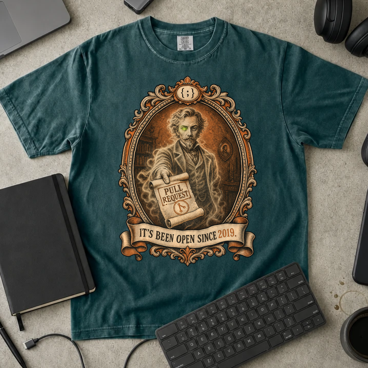 Pull Request Open Since 2019 Shirt — Blue Spruce Comfort Colors 1717 flat lay