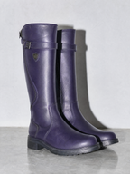 Women's mid-tube rider boots - Purple Premium Leather Finish Shoe Full