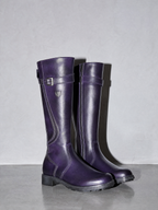 Women's mid-tube rider boots - Purple Premium Leather Finish Shoe Macro