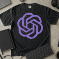 Purple Knot Shirt — Black Comfort Colors 1717 flat lay
