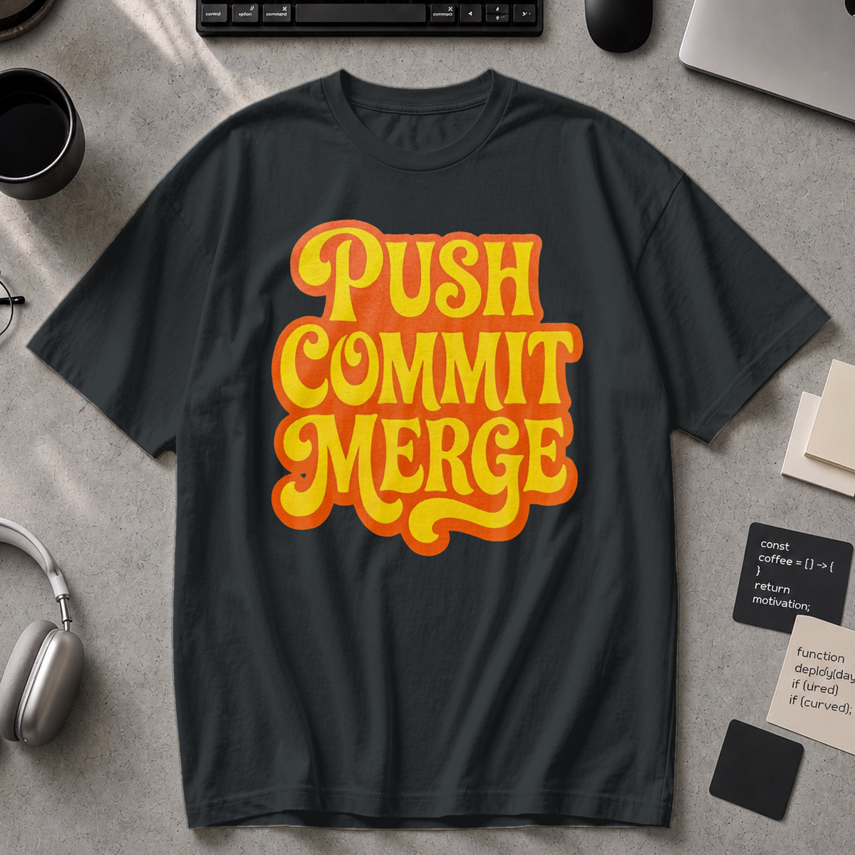 Push Commit Merge Premium Shirt - Black