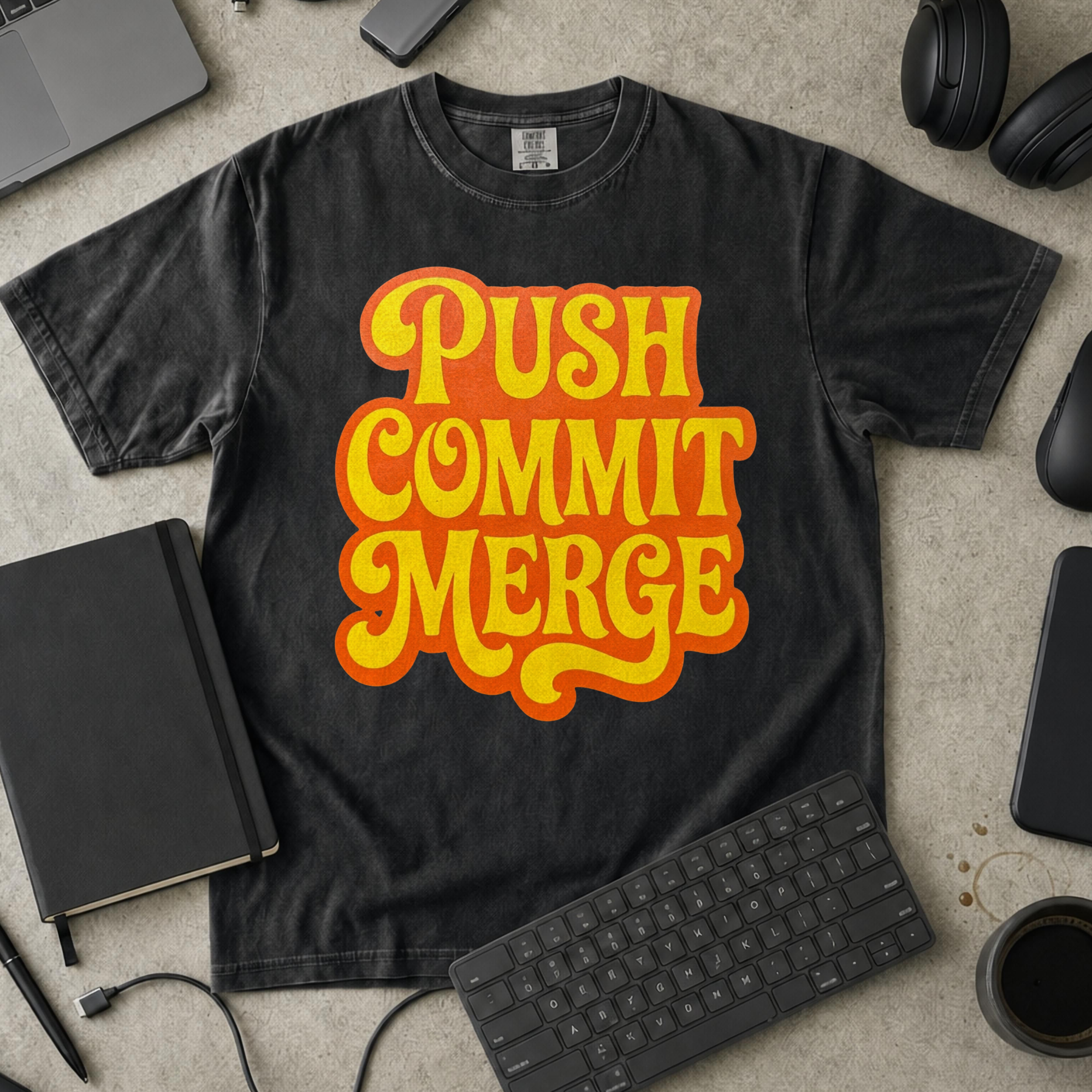 Push Commit Merge Premium Shirt — black Premium Shirt mock-up