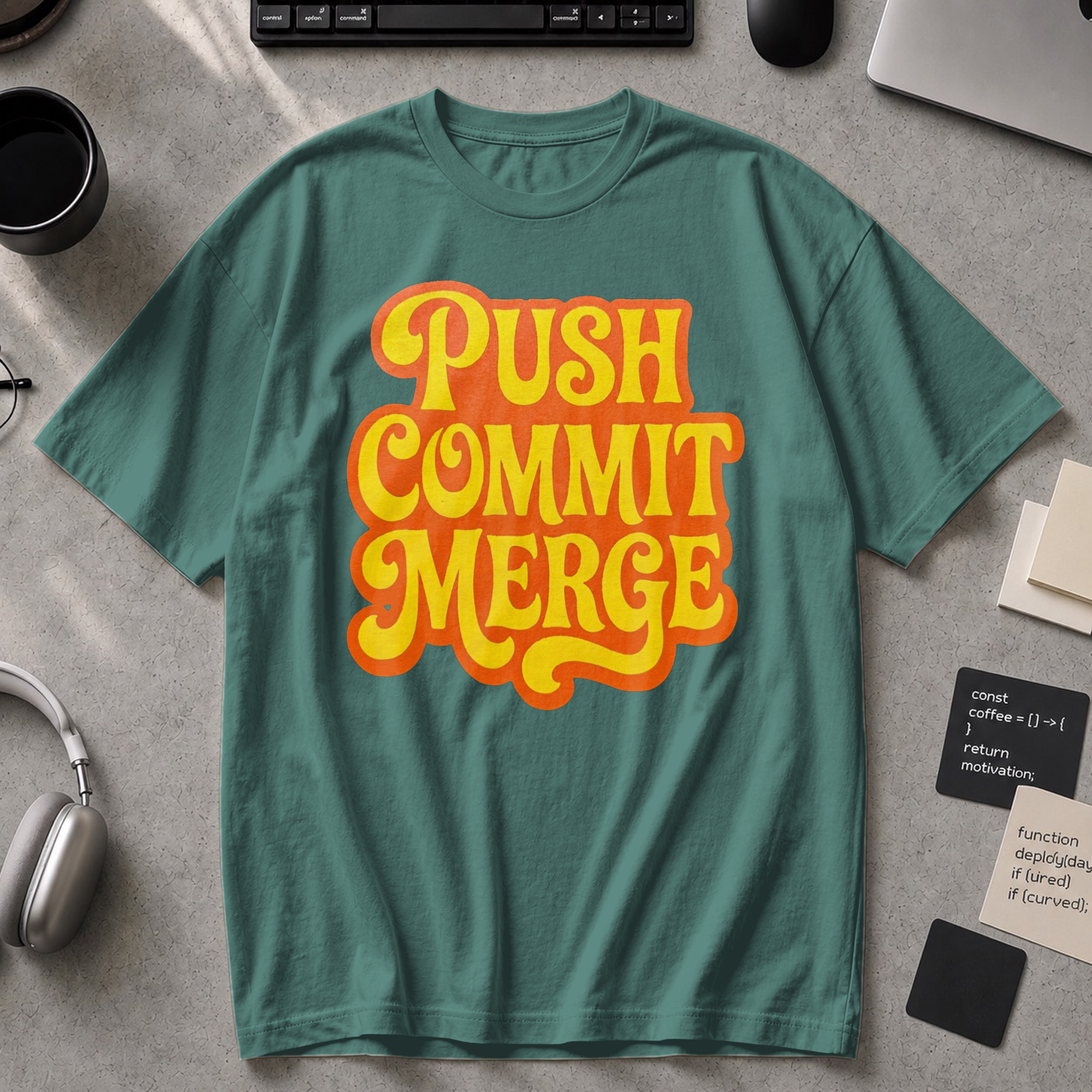 Push Commit Merge Premium Shirt - Blue Spruce