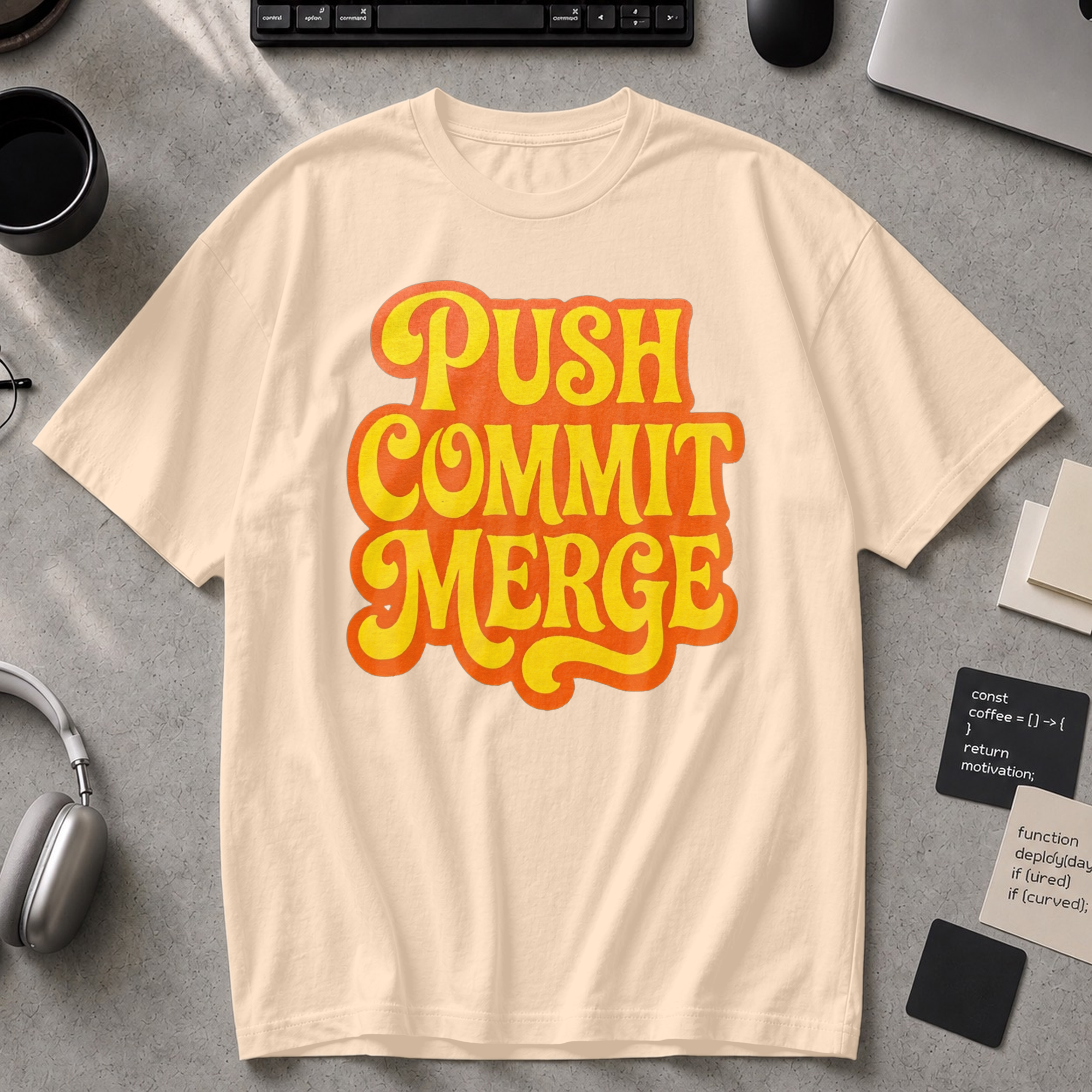 Push Commit Merge Premium Shirt - Ivory