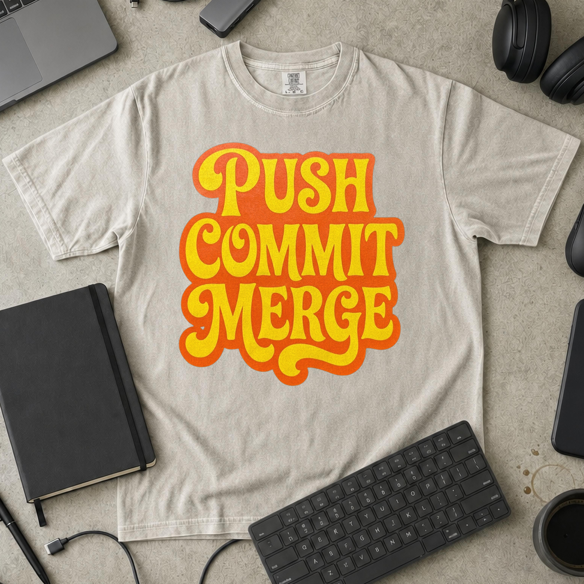 Push Commit Merge Premium Shirt — ivory Premium Shirt mock-up