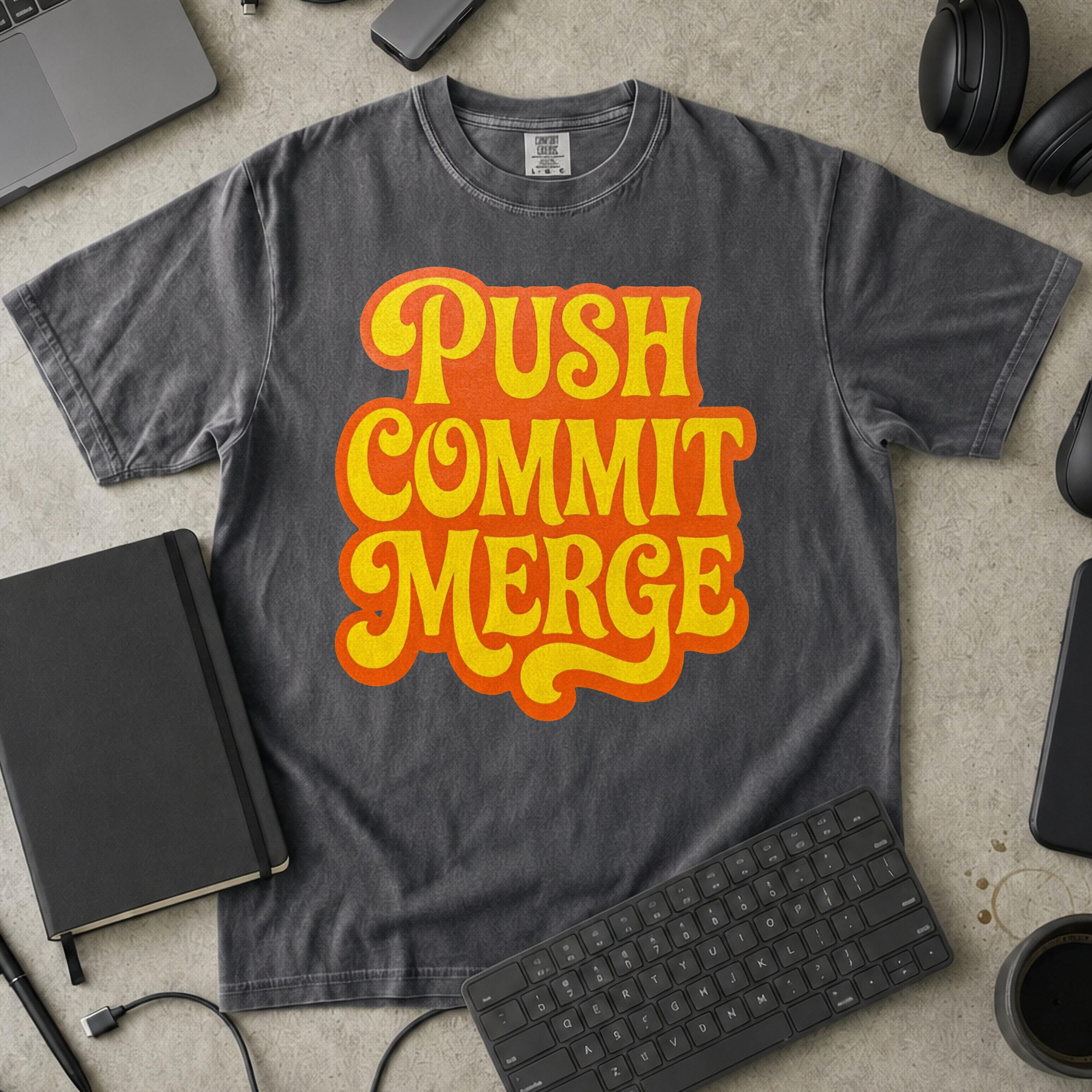 Push Commit Merge Premium Shirt — pepper Premium Shirt mock-up