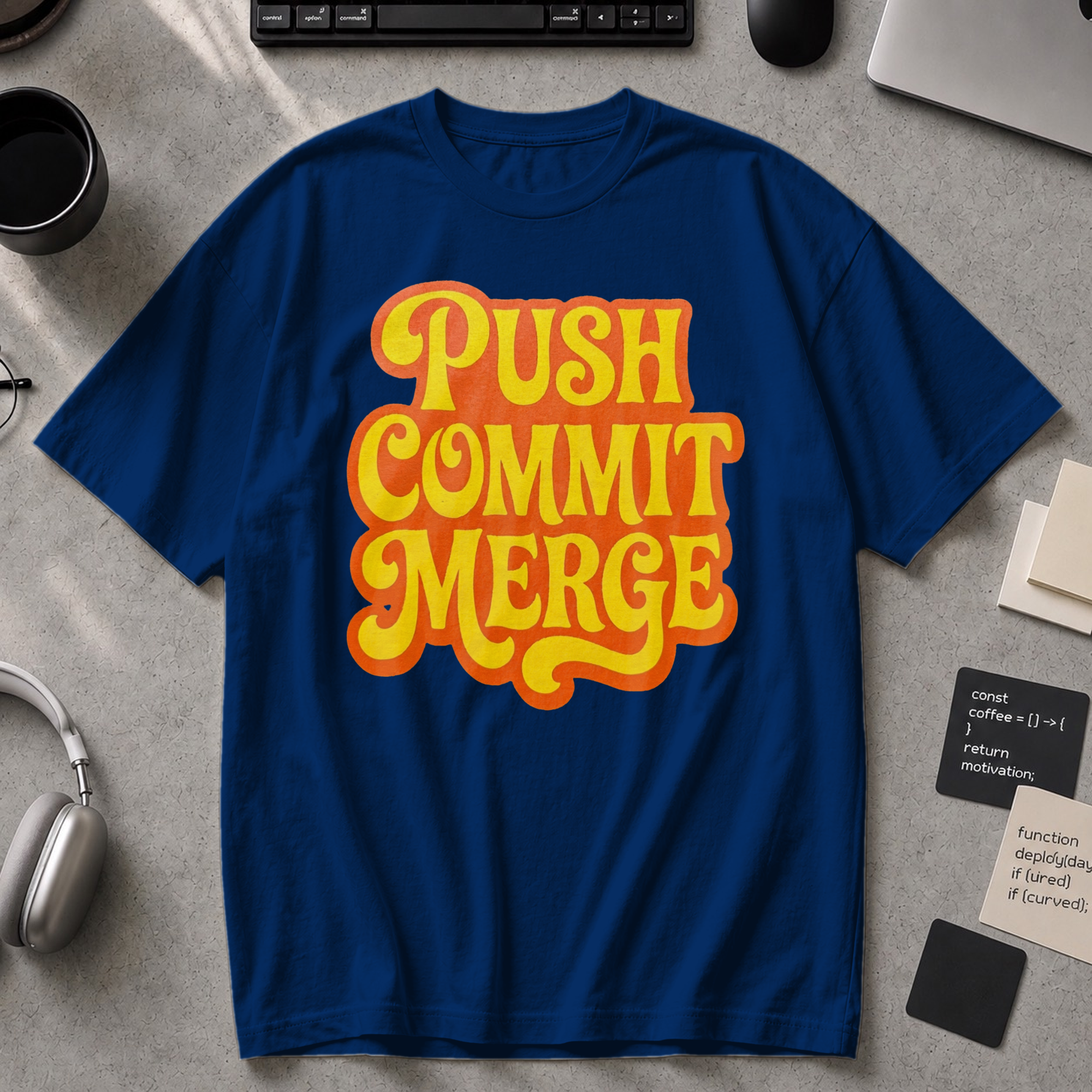 Push Commit Merge Premium Shirt - True Navy