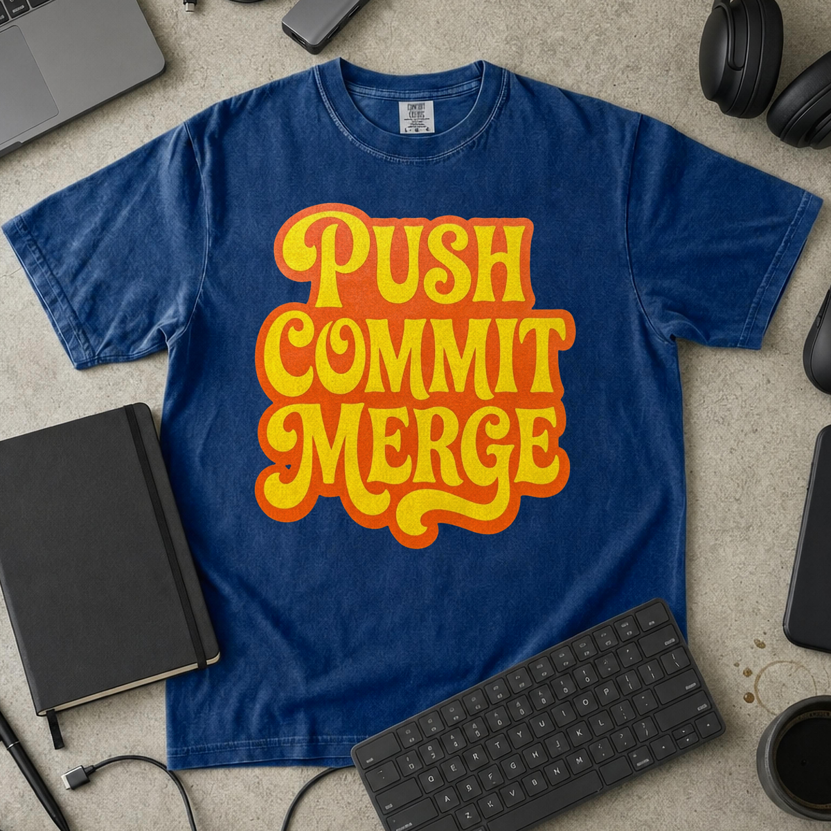 Push Commit Merge Premium Shirt — true navy Premium Shirt mock-up