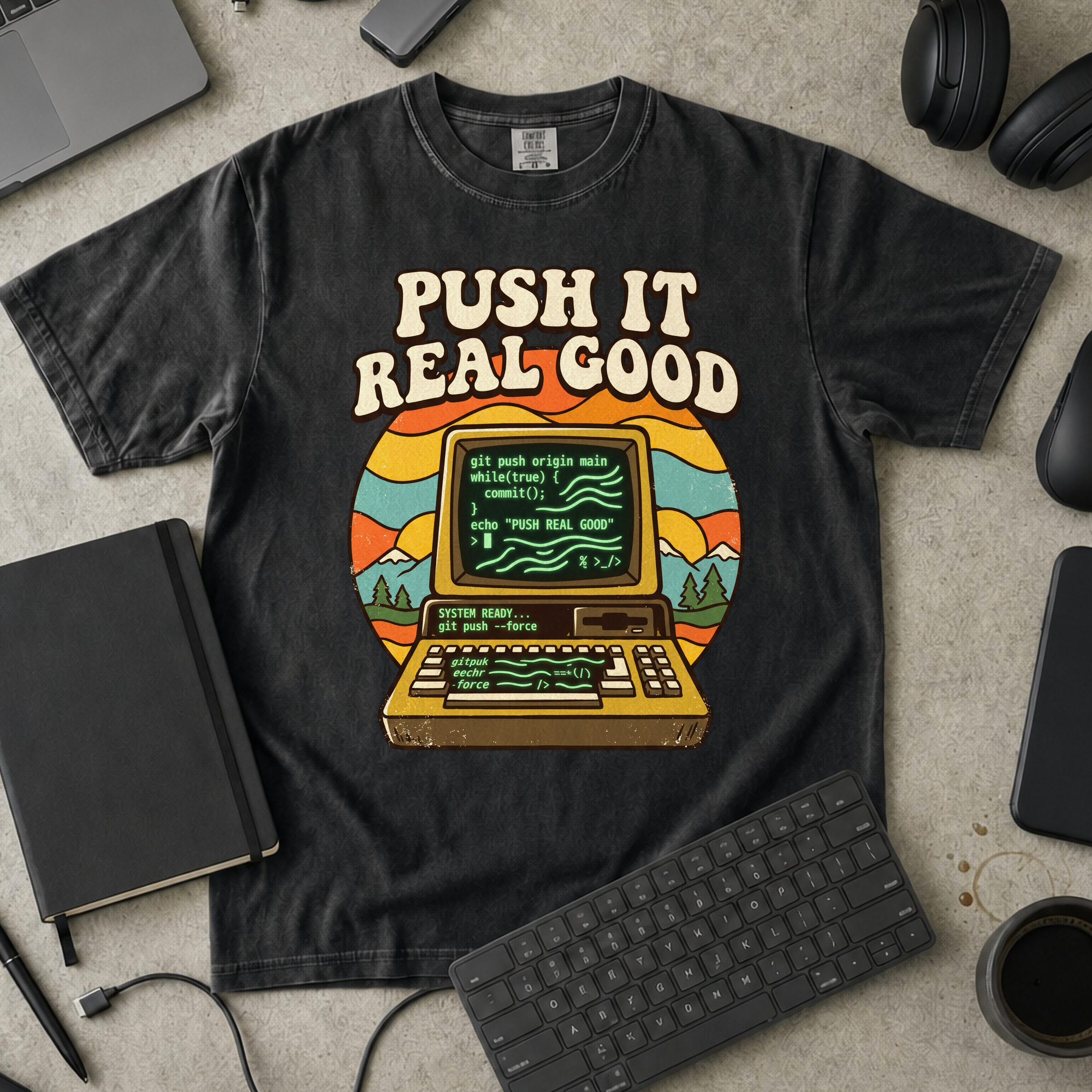 Push It Real Good Git Premium Shirt — black Premium Shirt mock-up