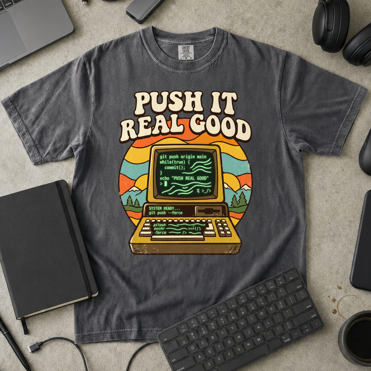 Push It Real Good Git Premium Shirt — pepper Premium Shirt mock-up