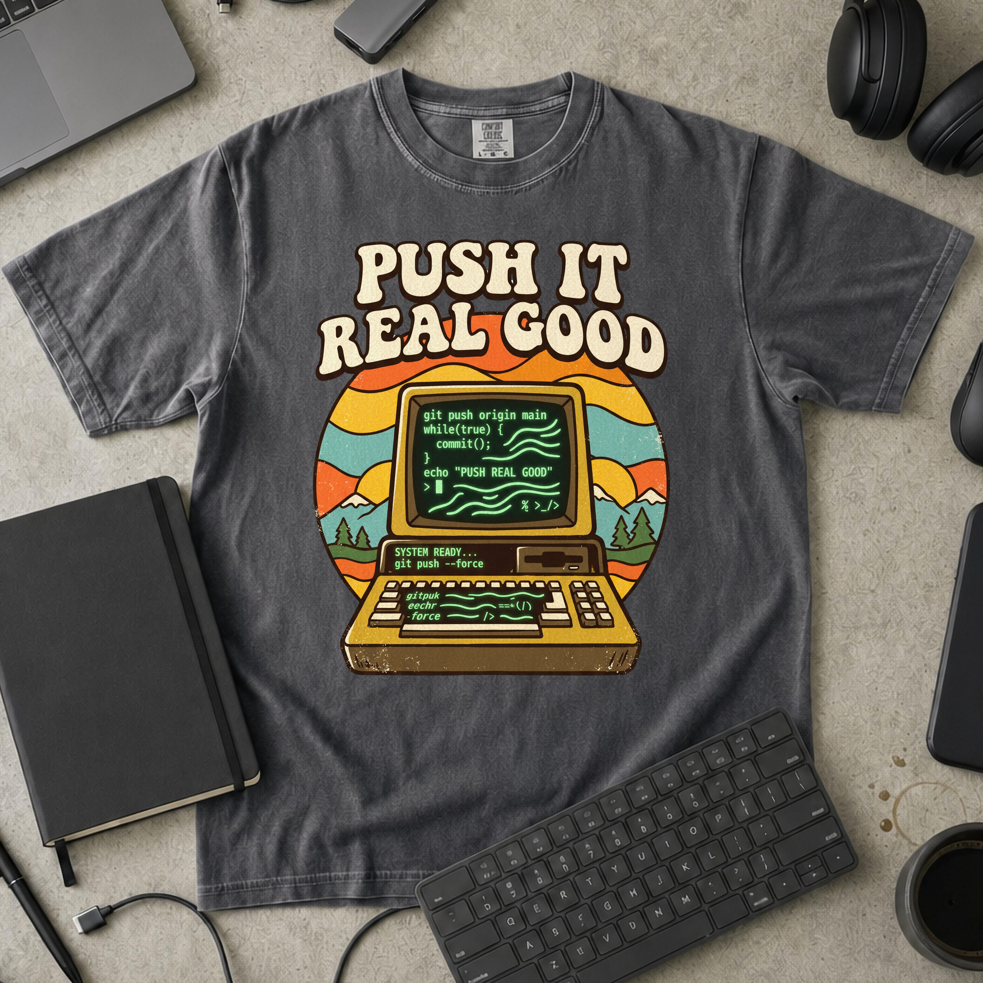 Push It Real Good Git Premium Shirt — pepper Premium Shirt mock-up