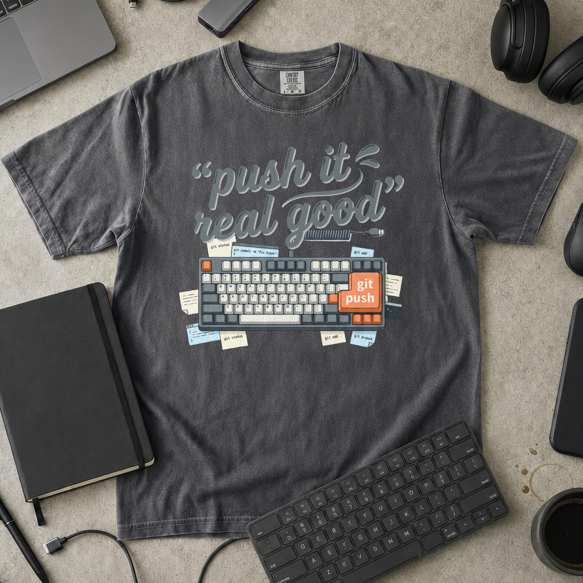 Push It Real Good Keyboard Premium Shirt — pepper Premium Shirt mock-up