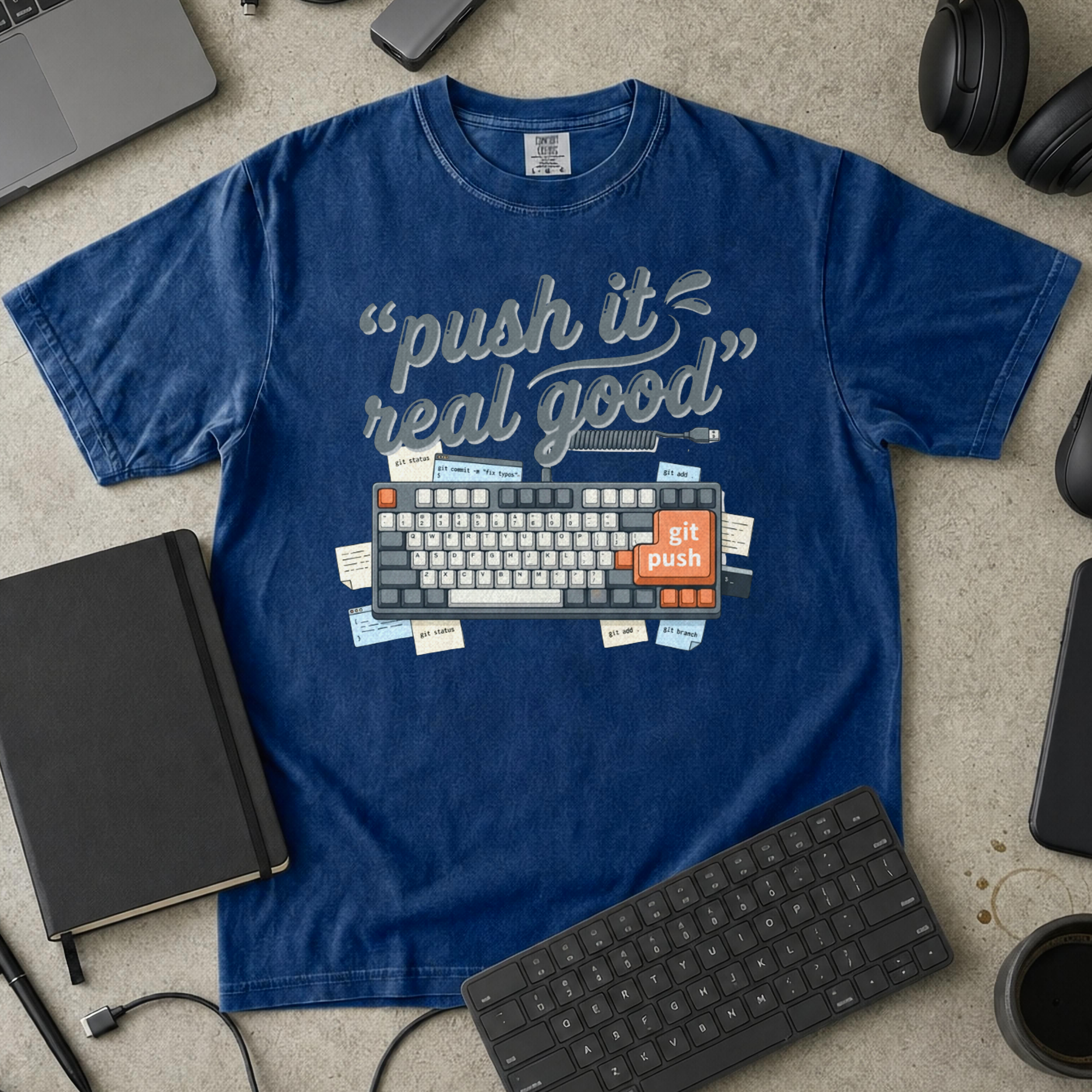 Push It Real Good Keyboard Premium Shirt — true navy Premium Shirt mock-up