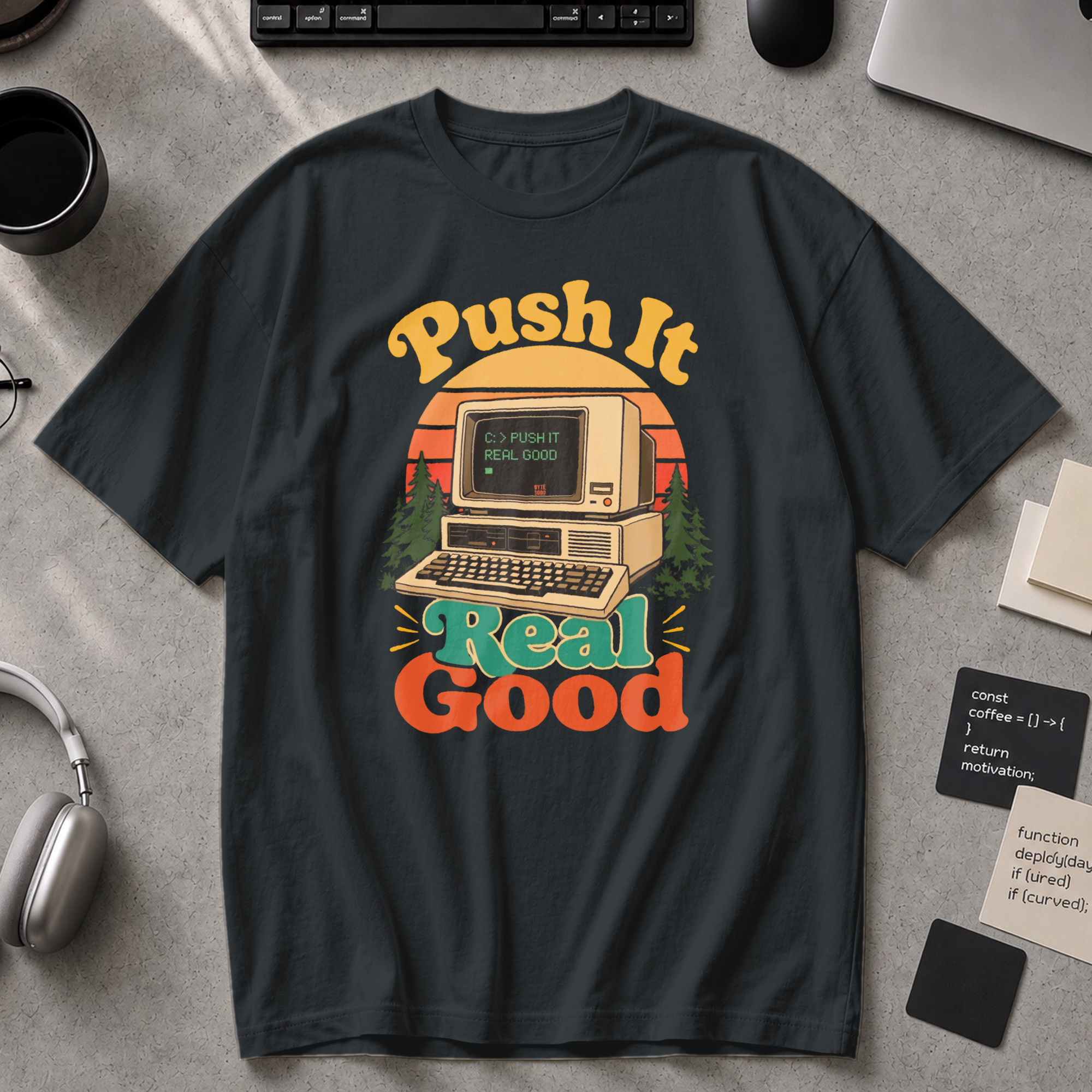 Push It Real Good Retro Premium Shirt - Black