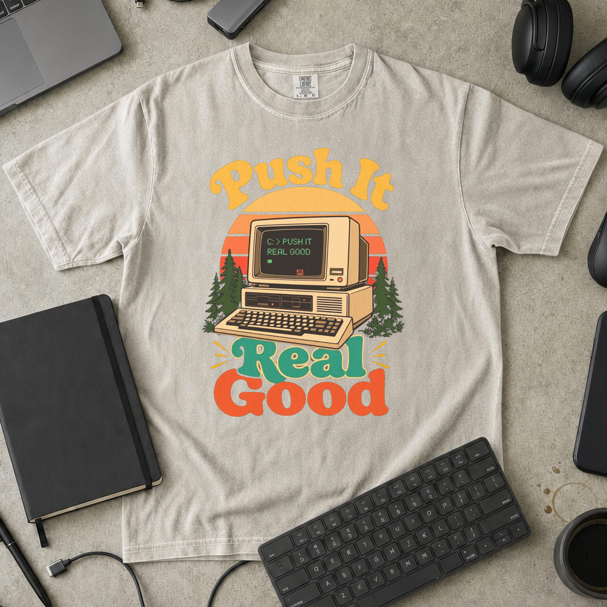 Push It Real Good Retro Premium Shirt — ivory Premium Shirt mock-up
