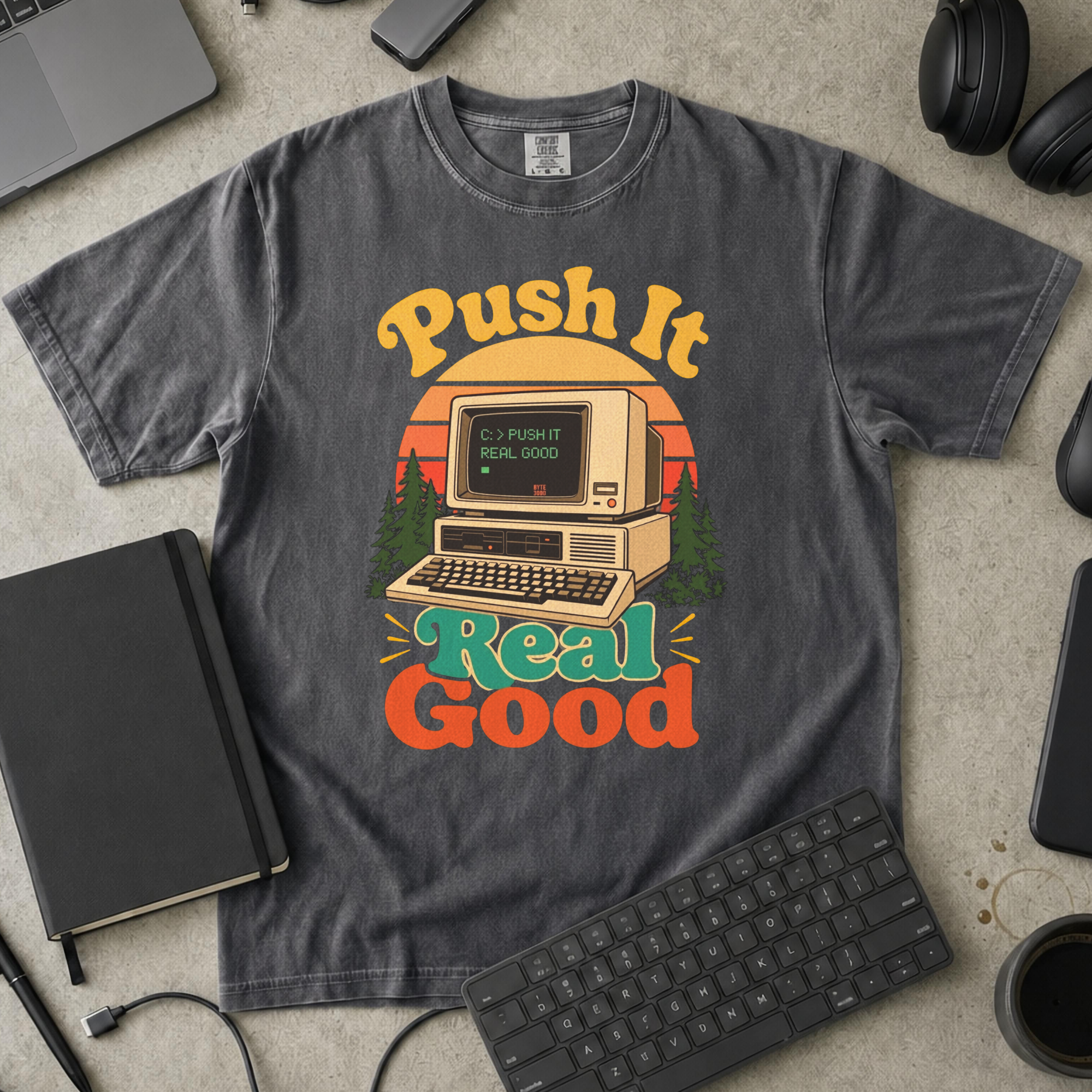 Push It Real Good Retro Premium Shirt — pepper Premium Shirt mock-up