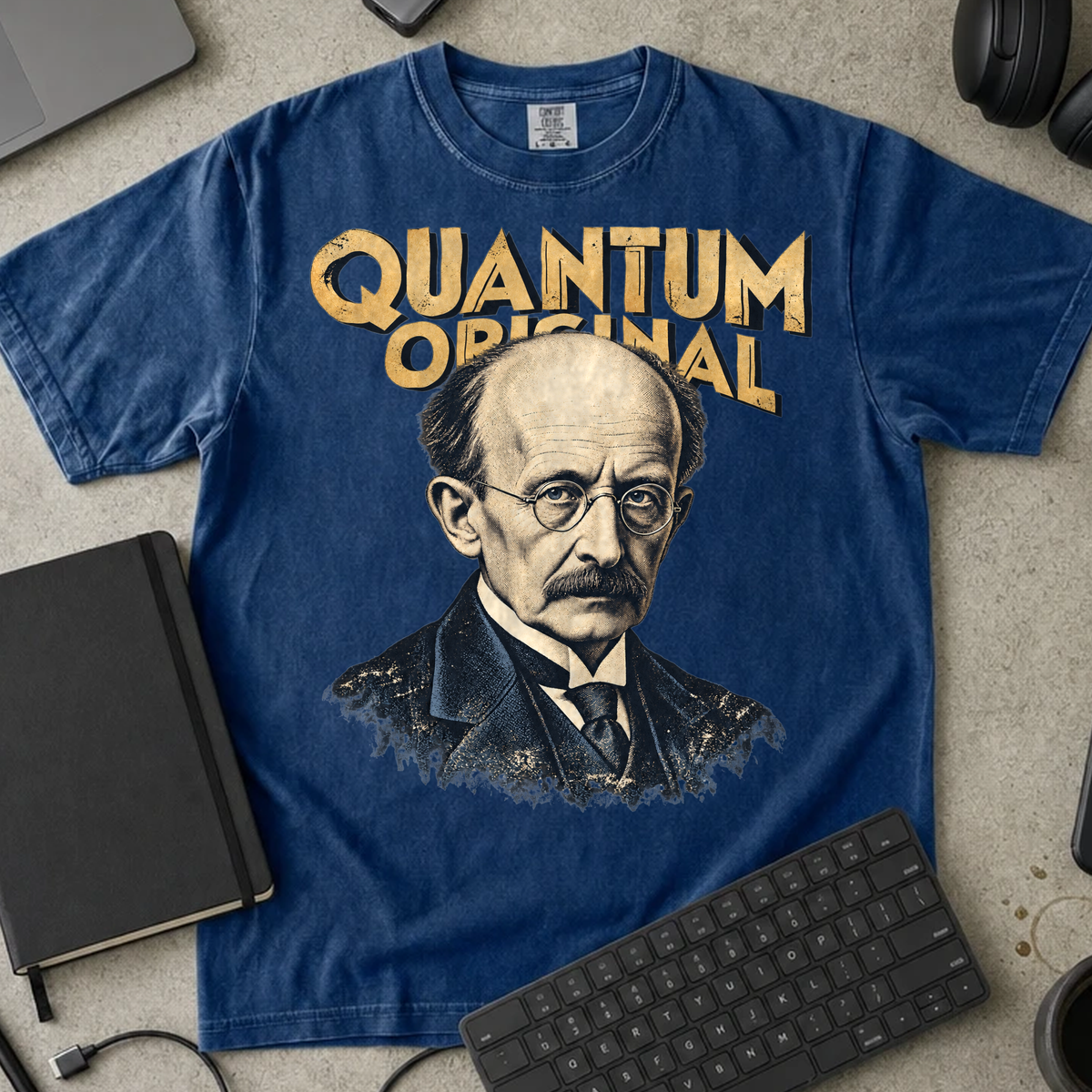 Quantum Original Shirt — True Navy Comfort Colors 1717 flat lay