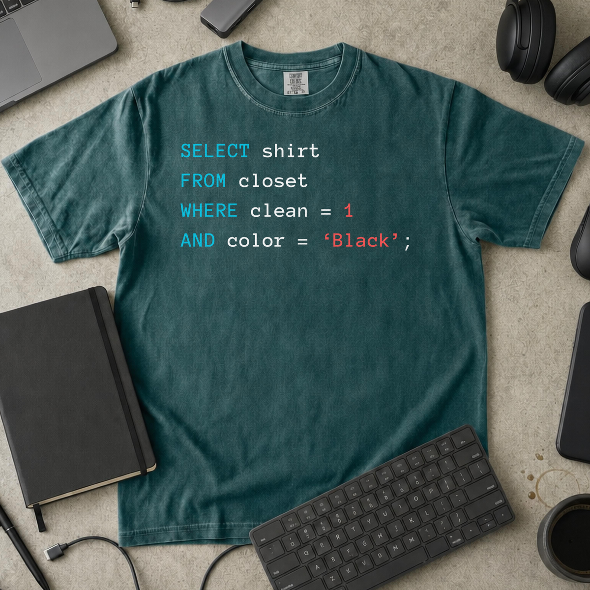 Querying my black Premium Shirt — blue spruce Premium Shirt mock-up