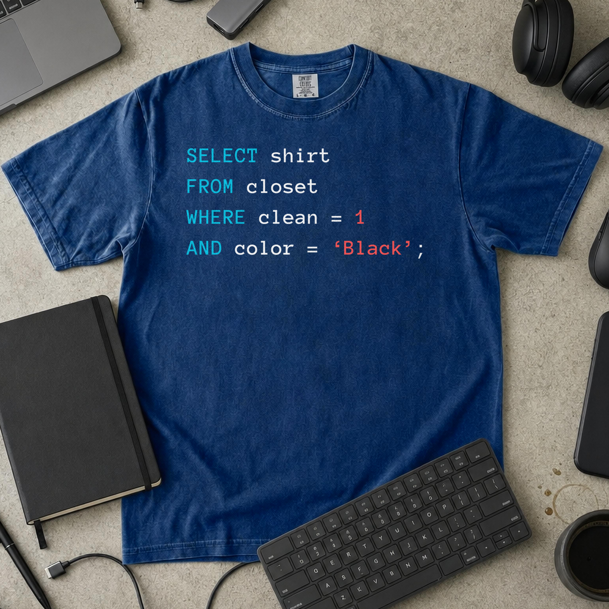 Querying my black Premium Shirt — true navy Premium Shirt mock-up