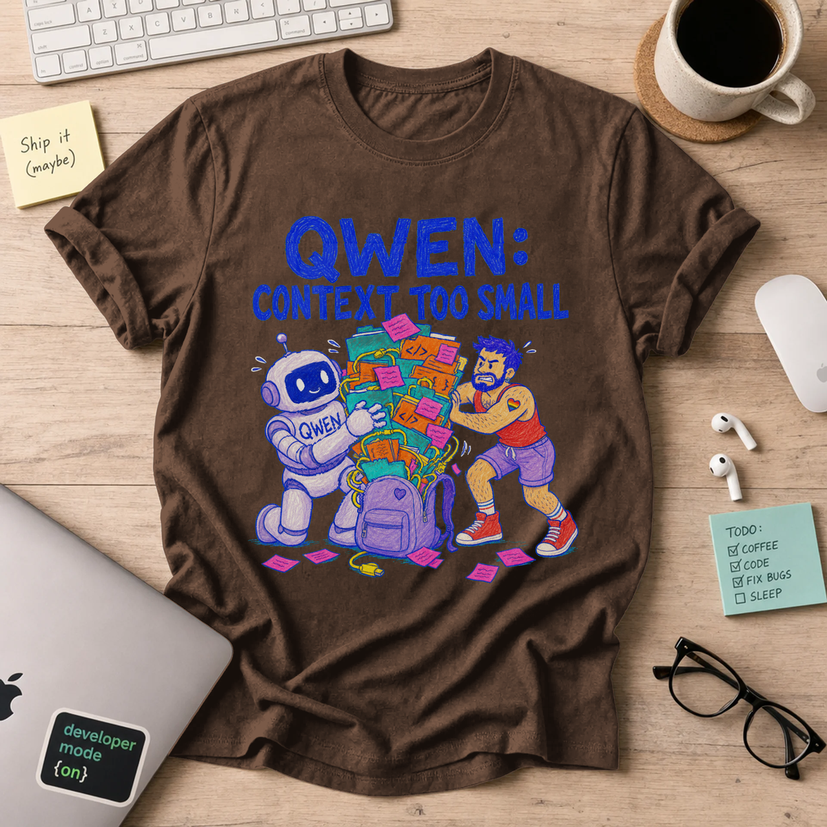 Qwen: Context Too Small Shirt — Dark Chocolate