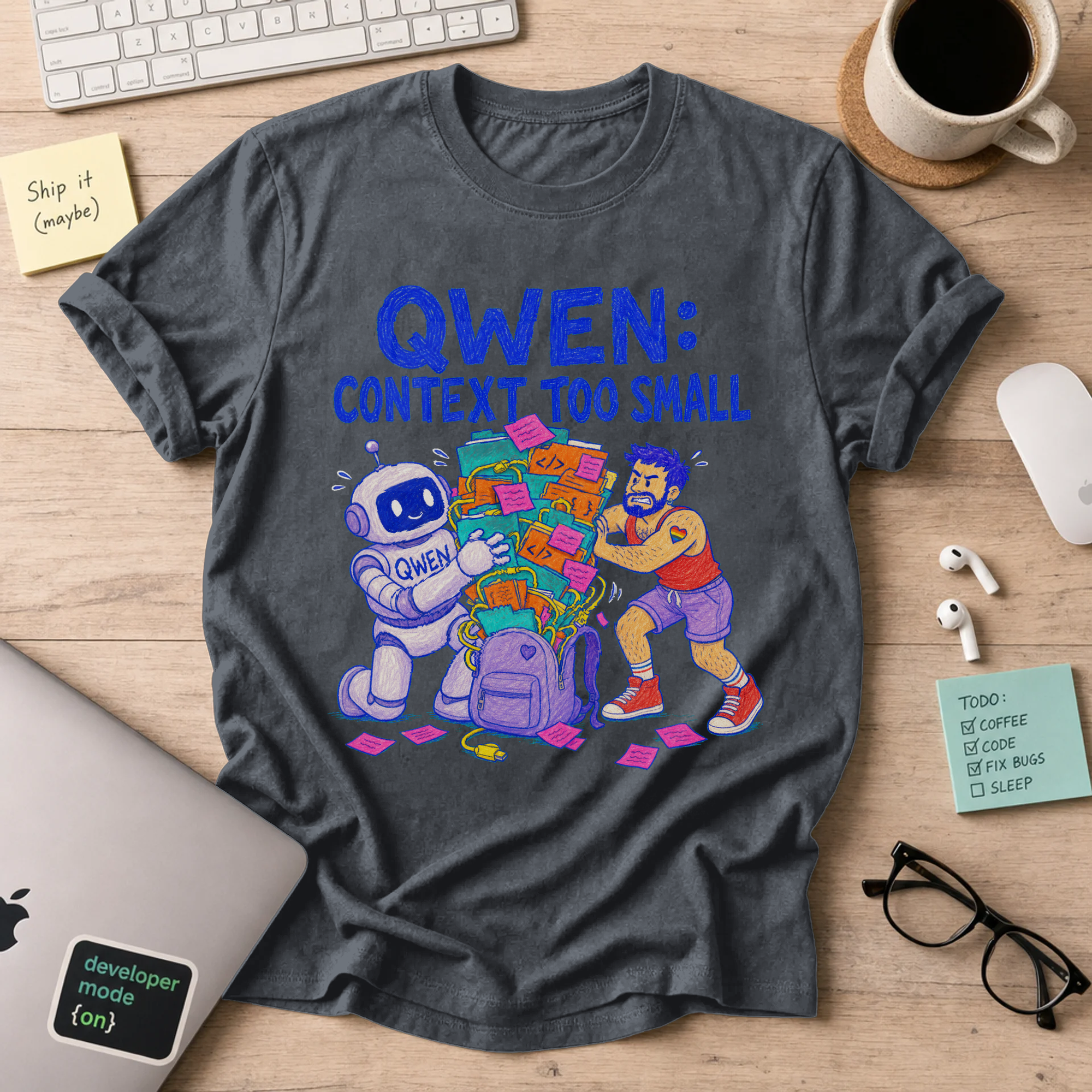Qwen: Context Too Small Shirt — Dark Heather