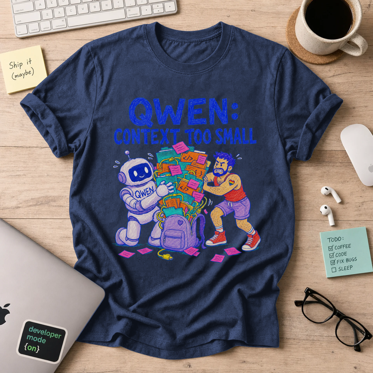 Qwen: Context Too Small Shirt — Navy