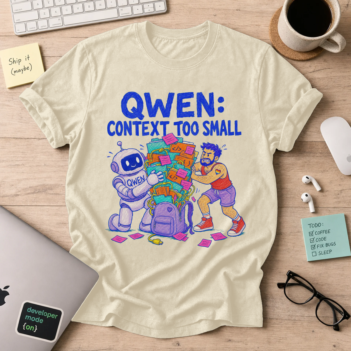 Qwen: Context Too Small Shirt — Natural