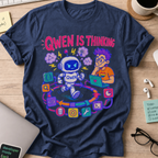 Qwen Is Thinking Shirt — Navy storefront mockup