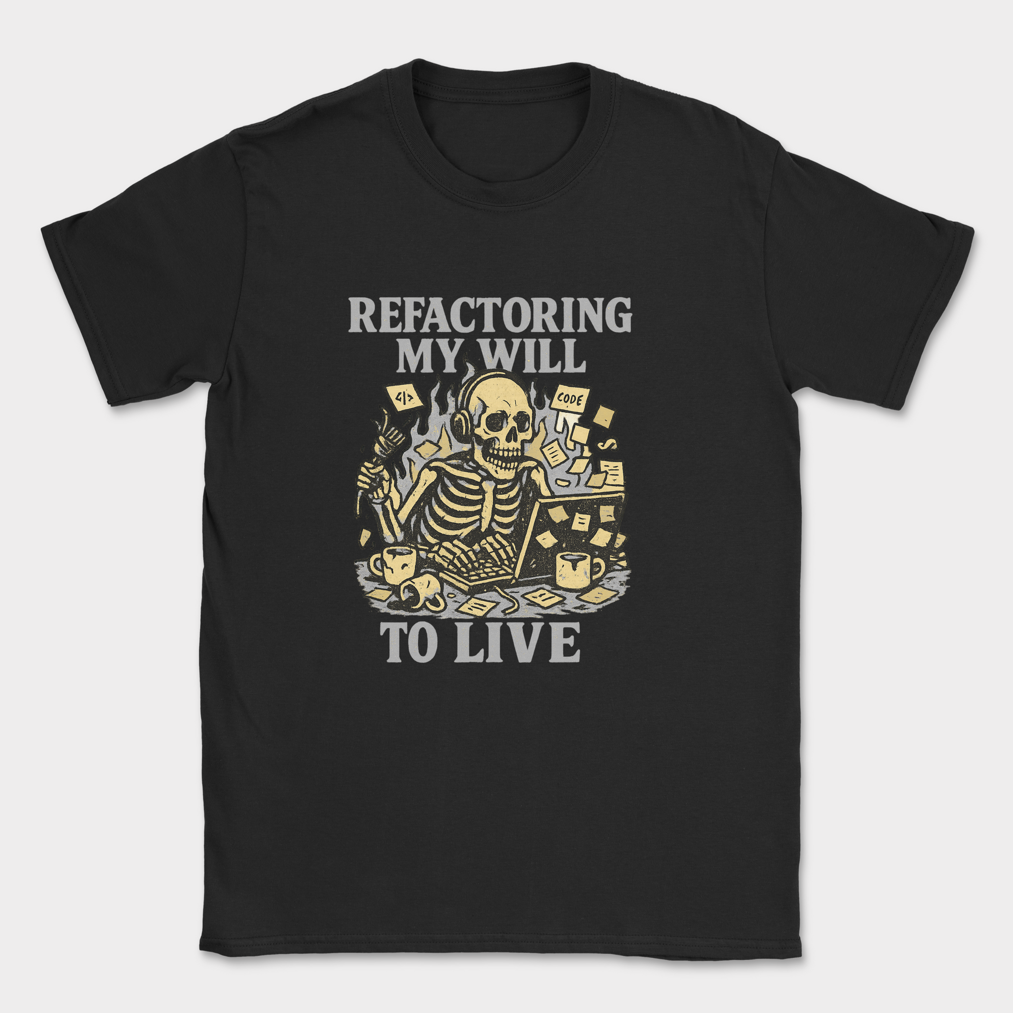 refactoring my will to live skeleton shirt — Black