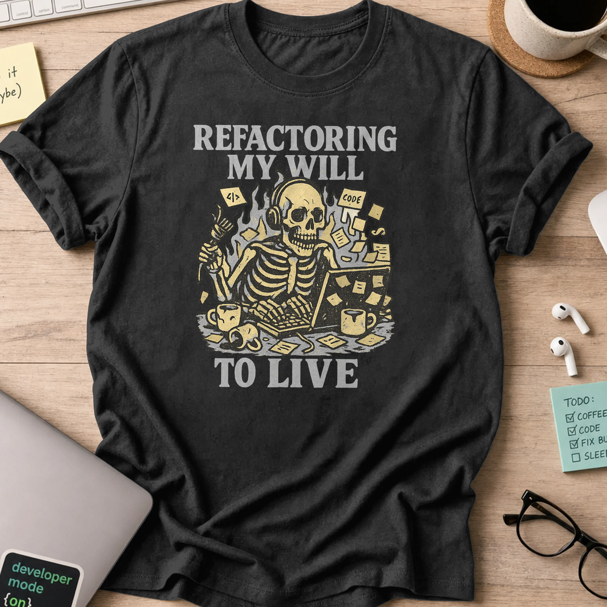 refactoring my will to live skeleton shirt - Black