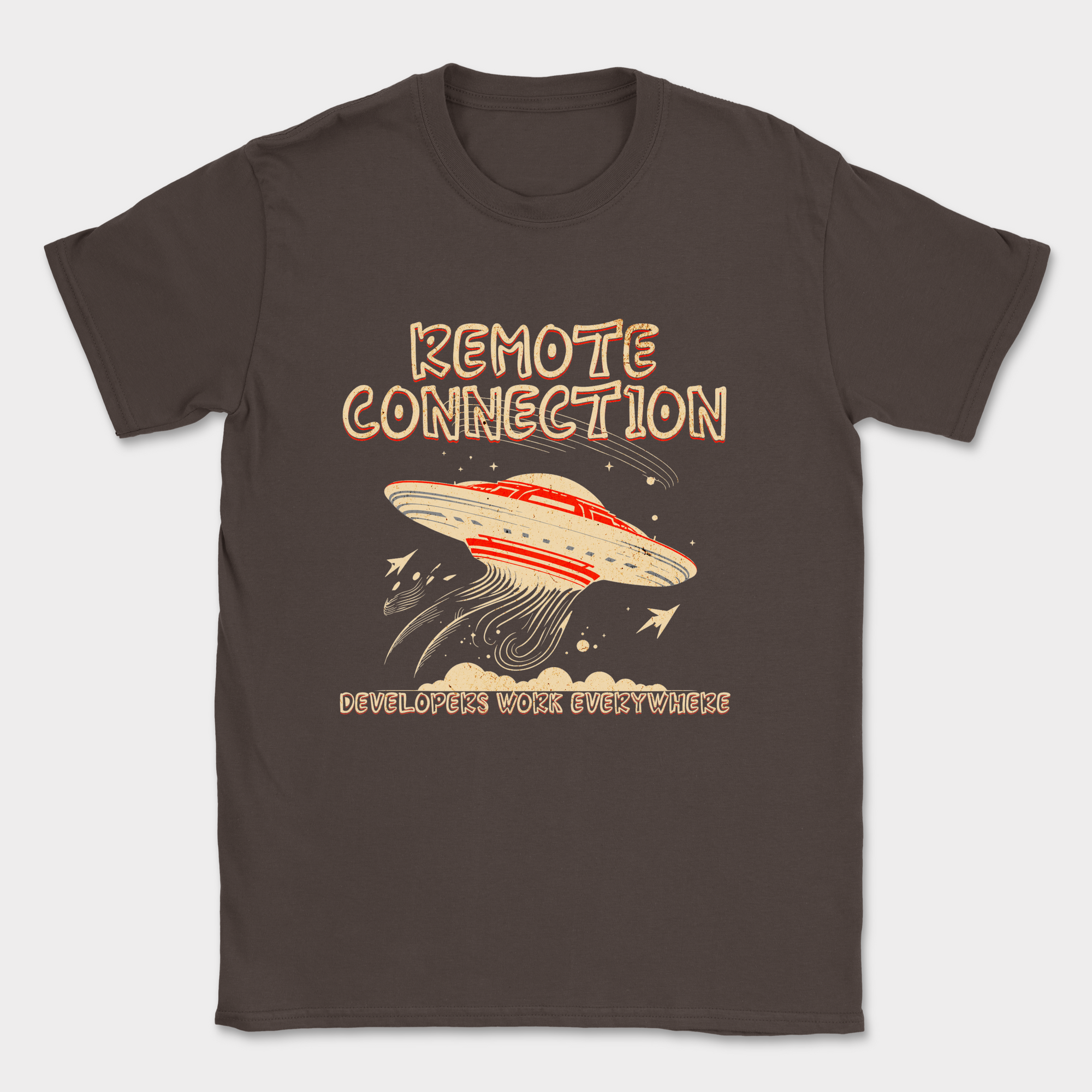 remote connection ufo shirt — Dark Chocolate