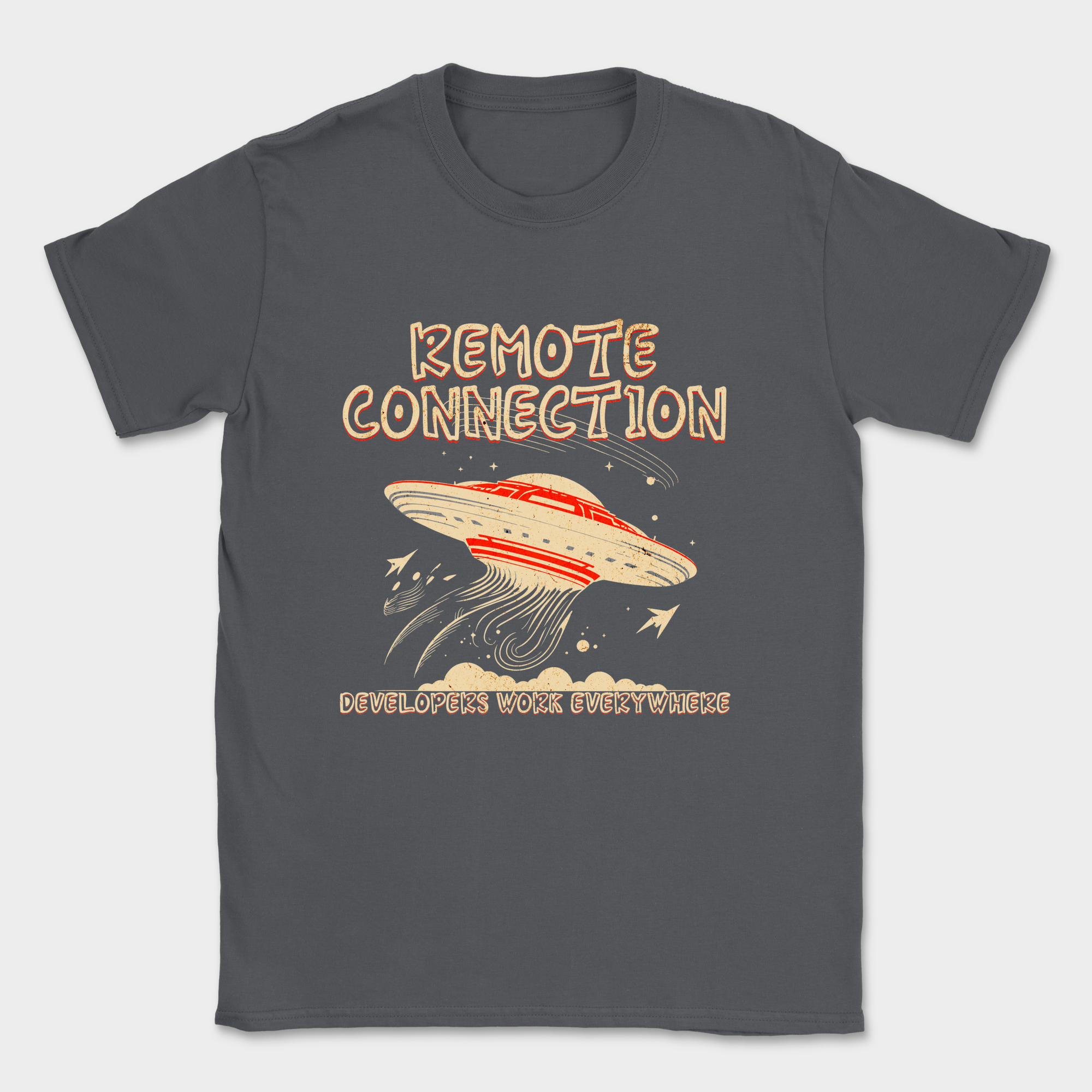 remote connection ufo shirt — Dark Heather Grey