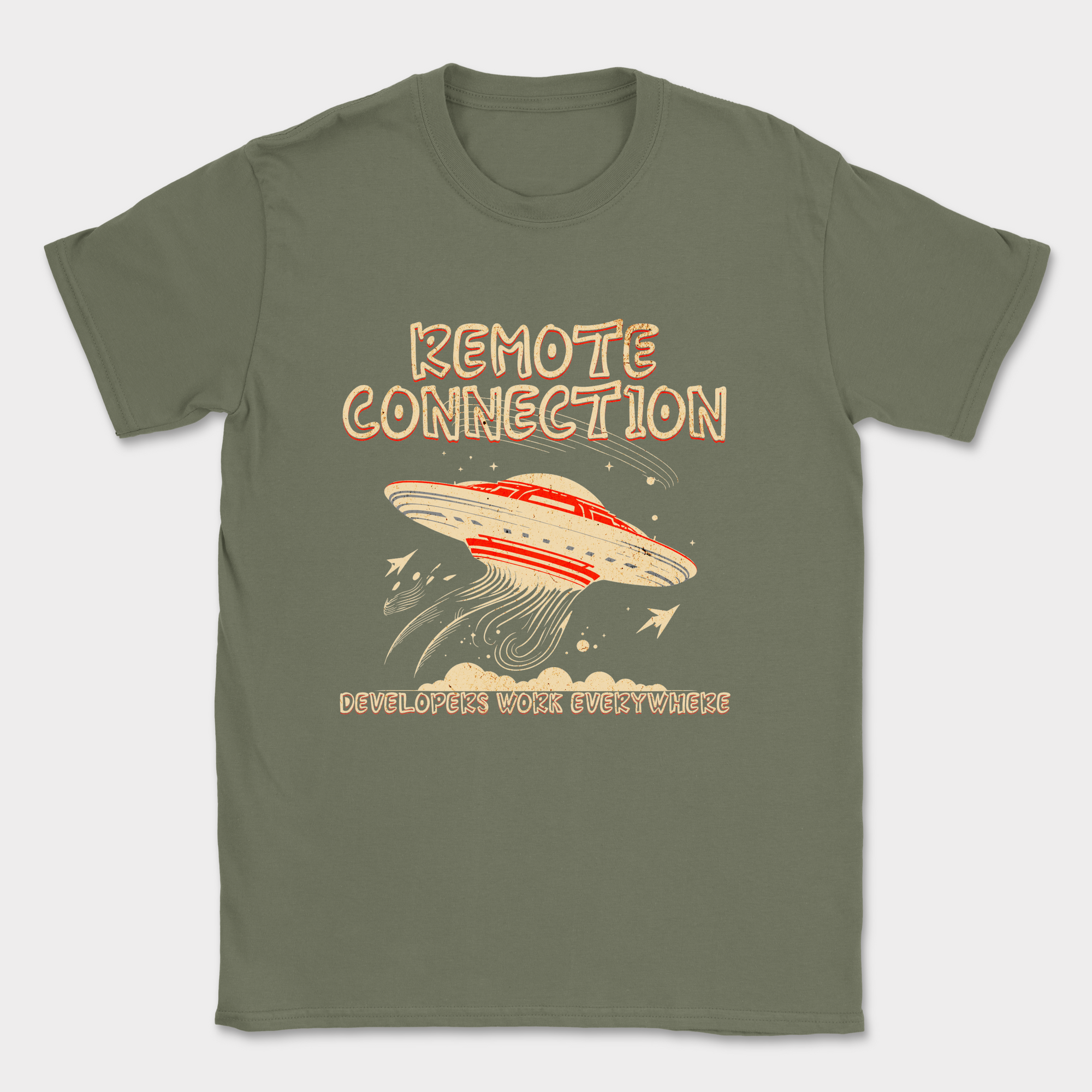 remote connection ufo shirt — Military Green