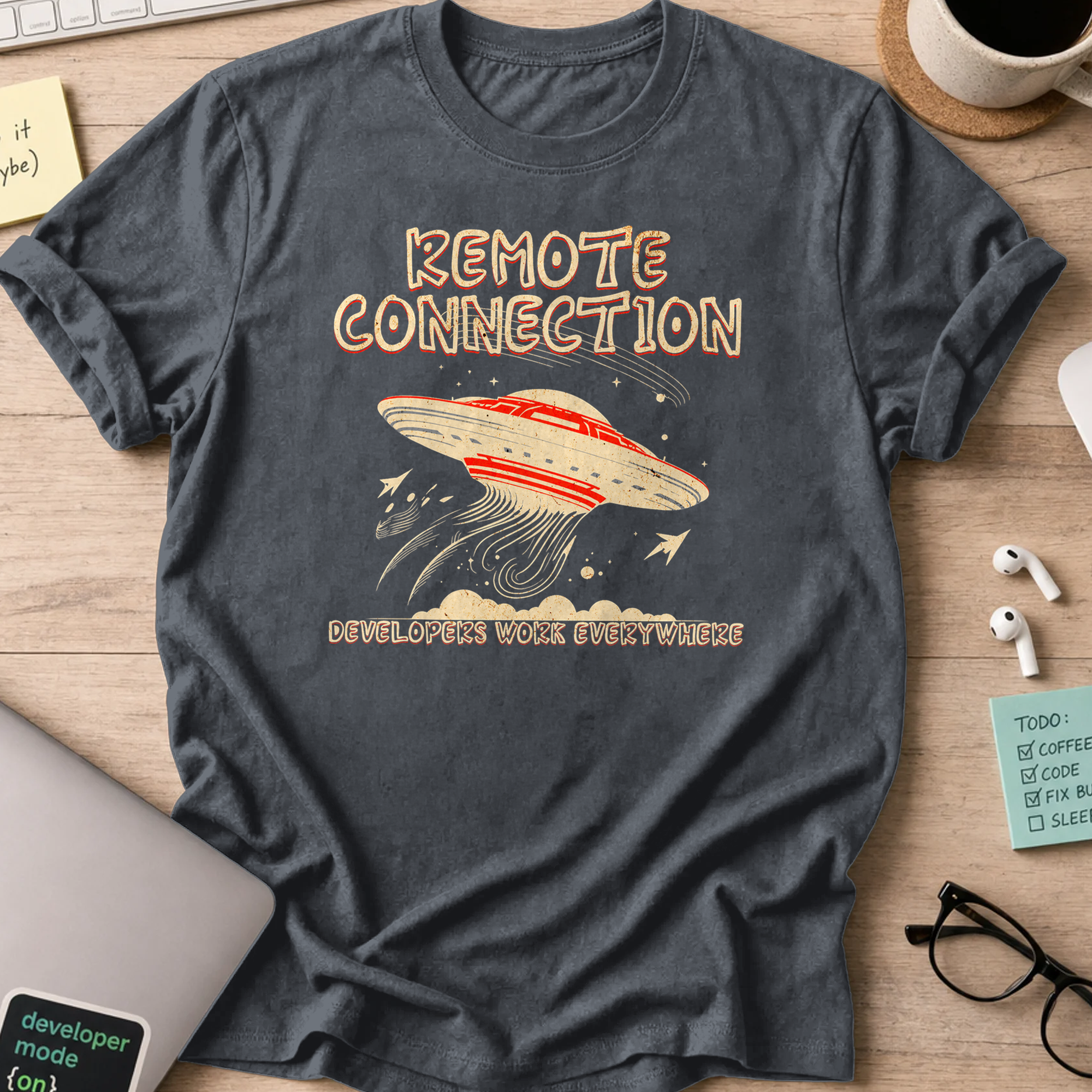 remote connection ufo shirt - Dark Heather