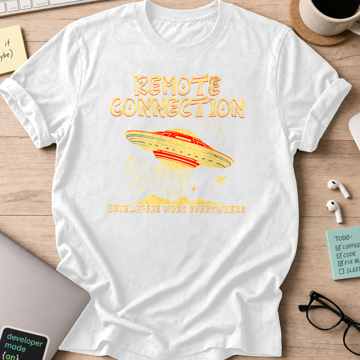 remote connection ufo shirt - White
