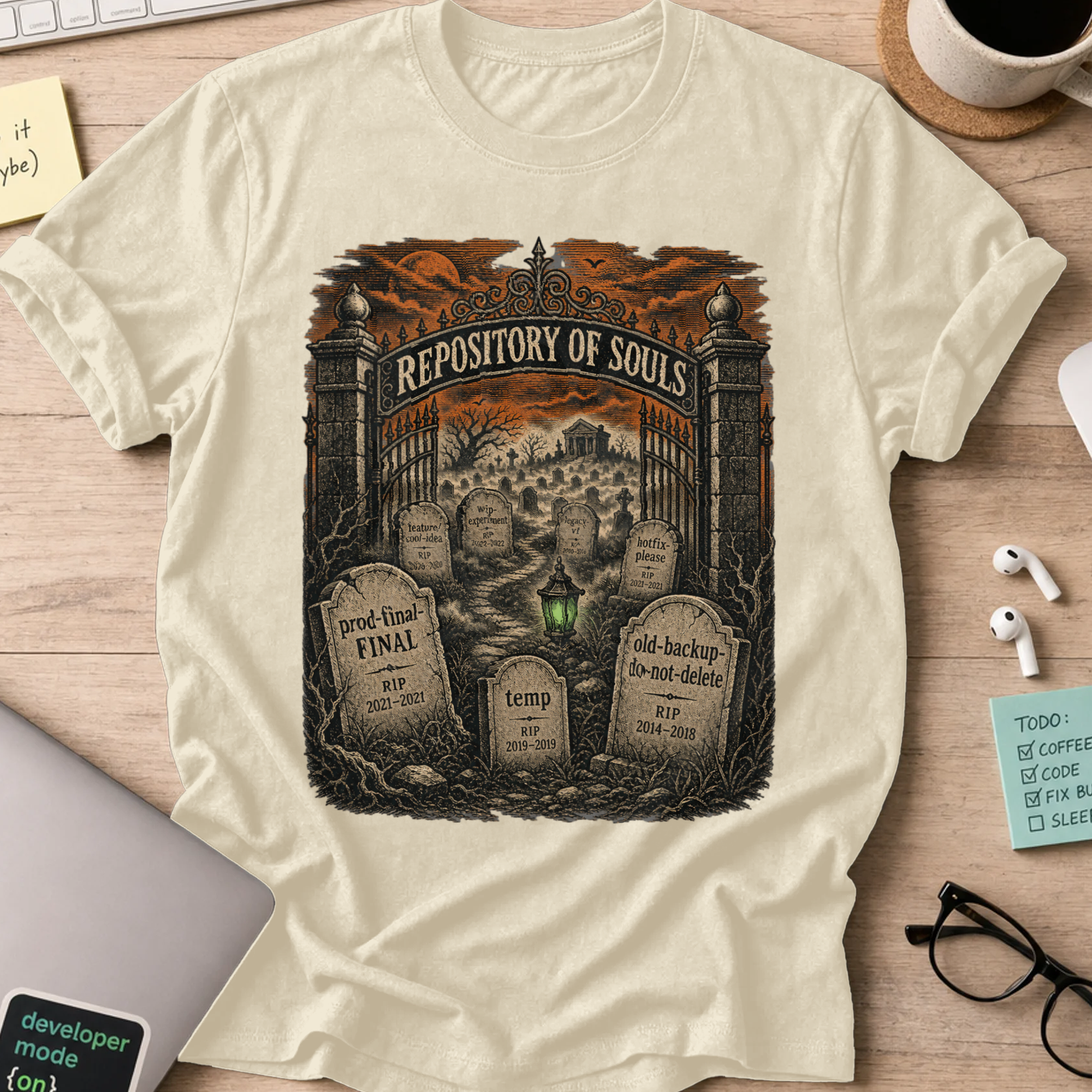 Repository of Souls Shirt — Natural storefront mockup