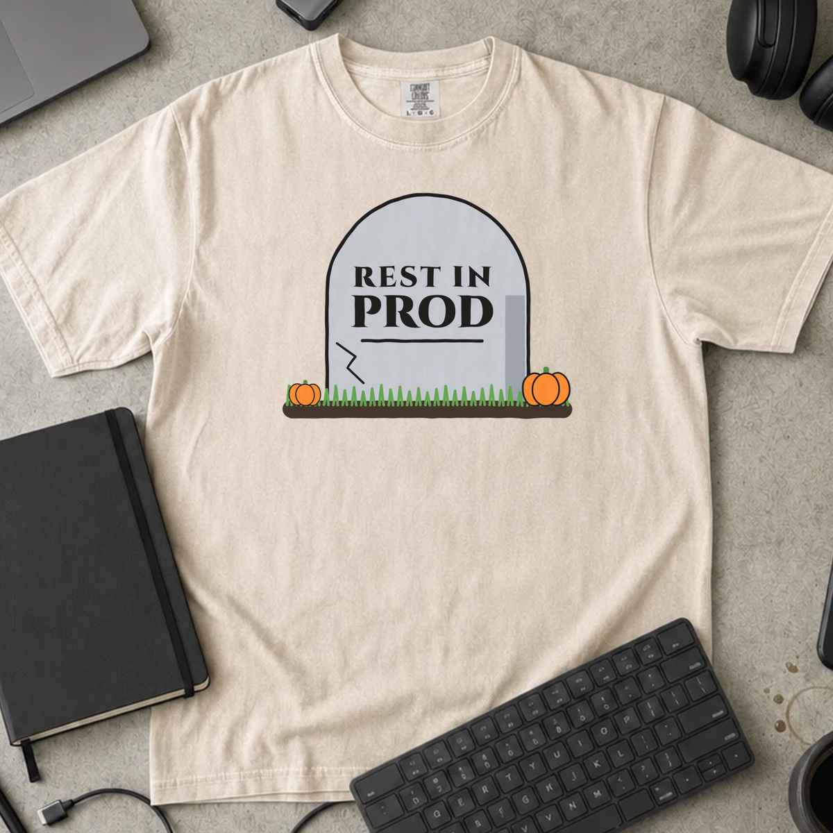 Rest In Prod Shirt — Ivory Comfort Colors 1717 flat lay