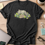resting cat engineer shirt - Black
