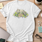 resting cat engineer shirt - White