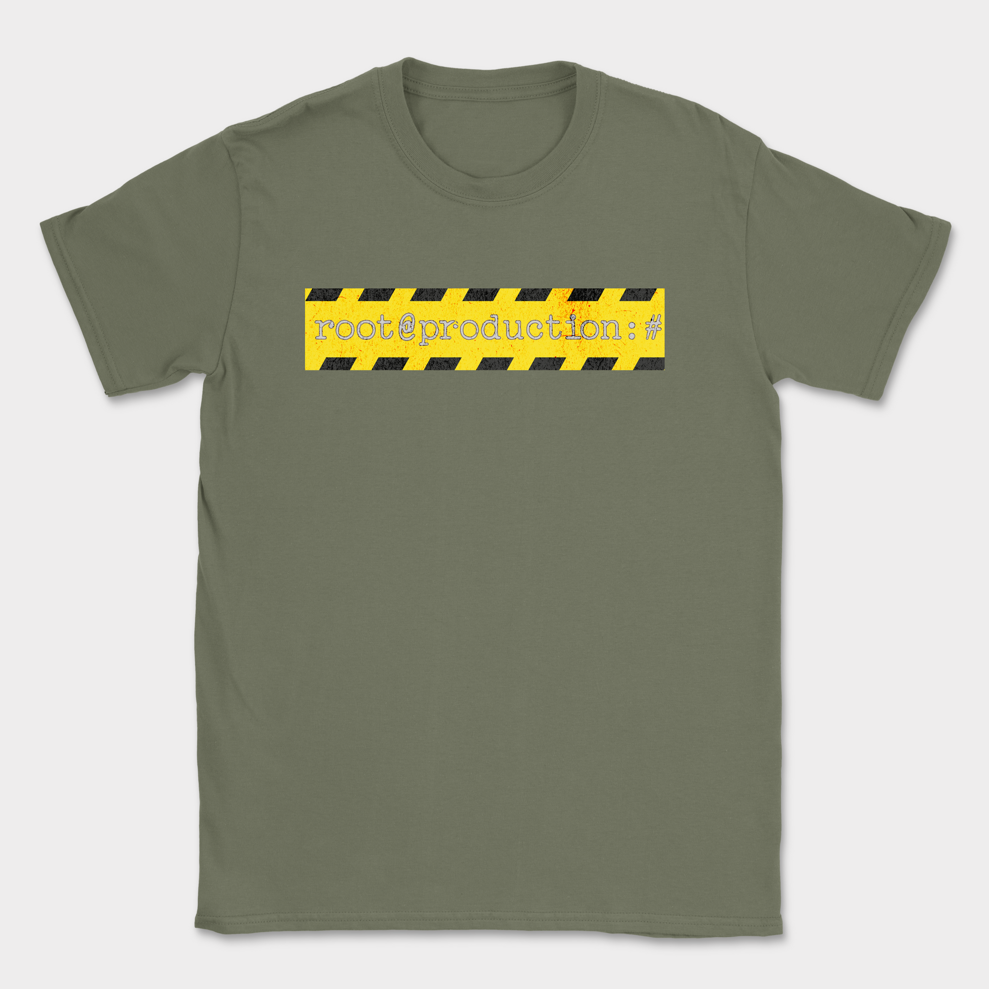 root production code warning shirt — Military Green