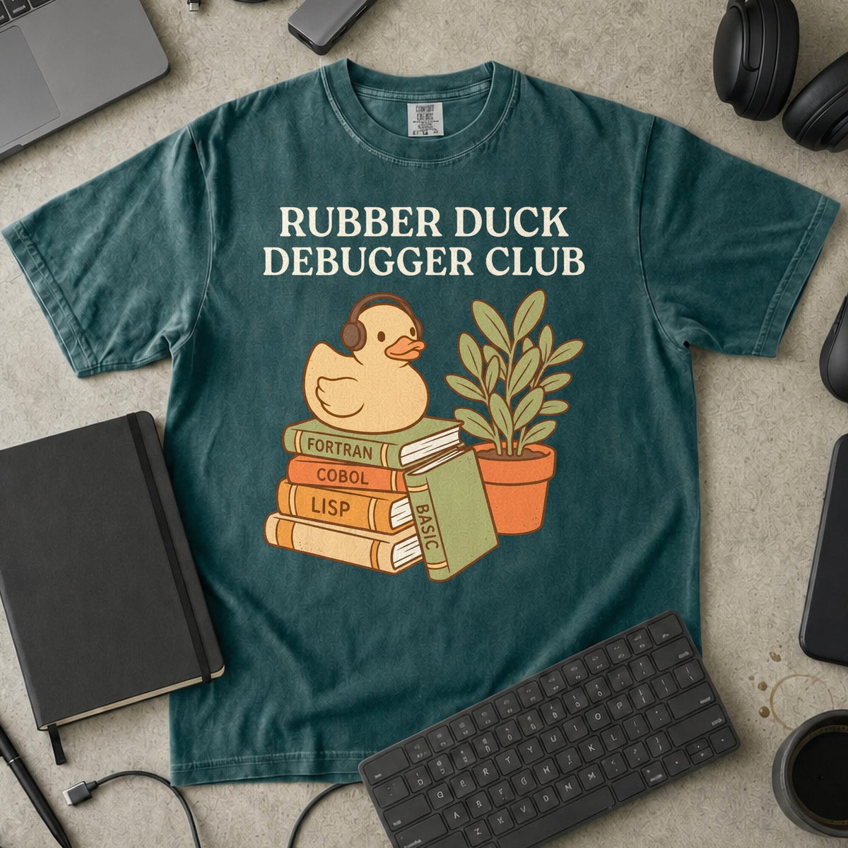 Rubber Duck Debugger Club Premium Shirt — blue spruce Premium Shirt mock-up