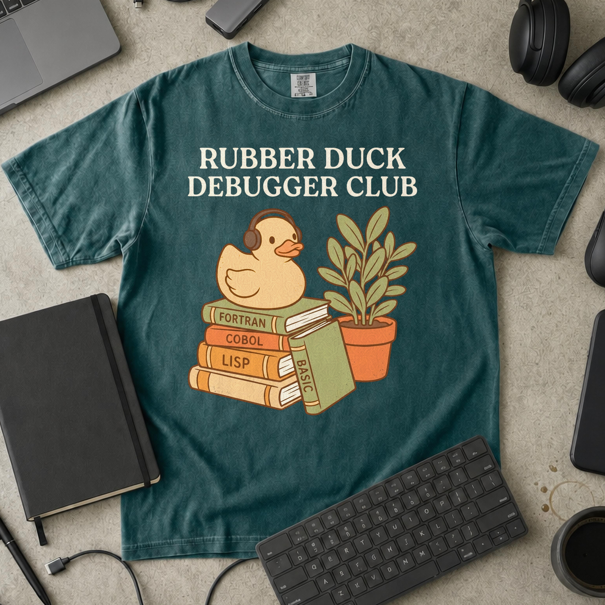 Rubber Duck Debugger Club Premium Shirt — blue spruce Premium Shirt mock-up