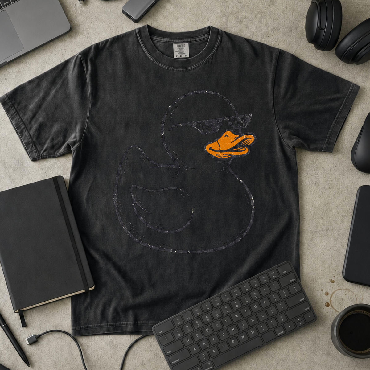 Rubber Duck Line Art Premium Shirt — black Premium Shirt mock-up
